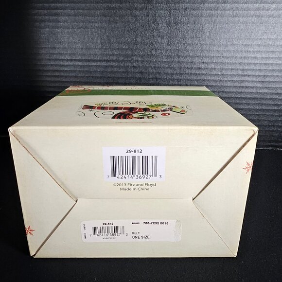 Fitz and Floyd Holly Hat Snowman White Embossed Sentiment Bowl In Original Box - Picture 11 of 11